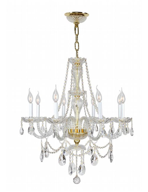 Provence Collection 8 Light Gold Finish and Clear Crystal Chandelier 28