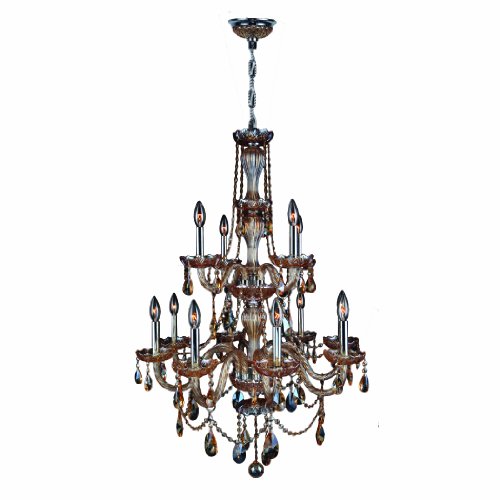 Provence Collection 12 Light Chrome Finish and Amber Crystal Chandelier 28