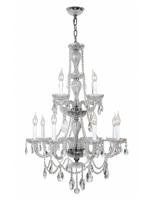 Provence Collection 12 Light Chrome Finish and Clear Crystal Chandelier 28