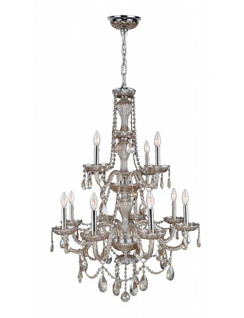 Provence Collection 12 Light Chrome Finish and Golden Teak Crystal Chandelier 28