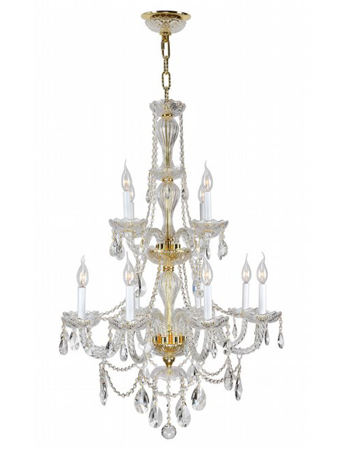 Provence Collection 12 Light Gold Finish and Clear Crystal Chandelier 28