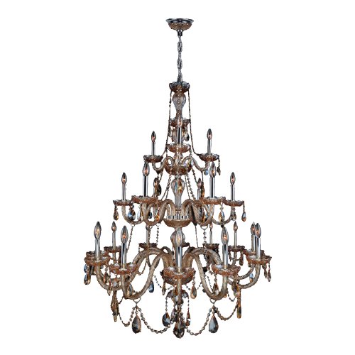 Provence Collection 21 Light Chrome Finish and Amber Crystal Chandelier 38