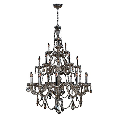 Provence Collection 21 Light Chrome Finish and Golden Teak Crystal Chandelier 38