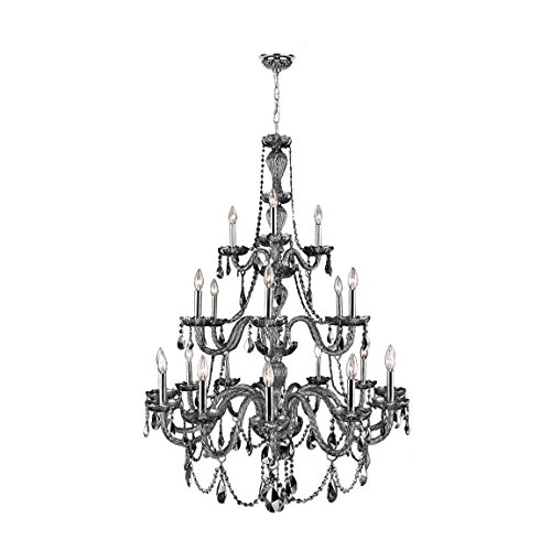 Provence Collection 21 Light Chrome Finish and Smoke Crystal Chandelier 38