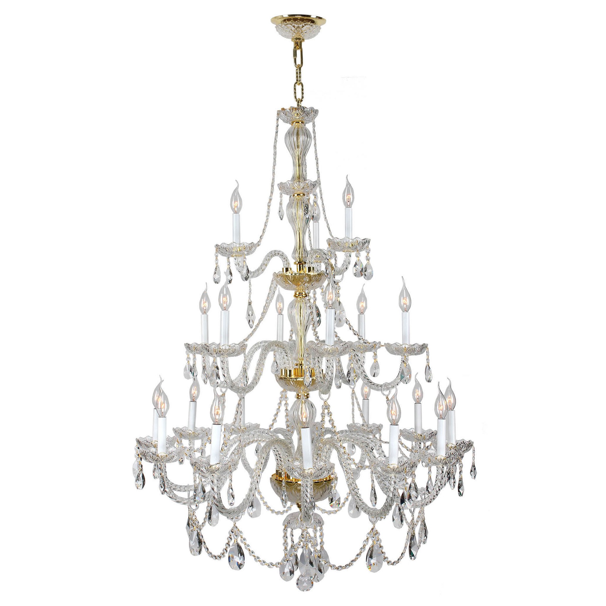 Provence Collection 21 Light Gold Finish and Clear Crystal Chandelier 38