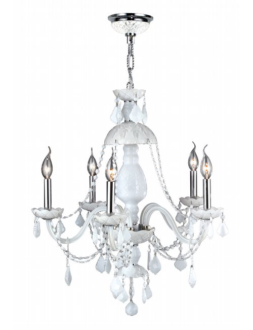 Provence Collection 5 Light Chrome Finish and White Crystal Chandelier 25" D x 28" H Large