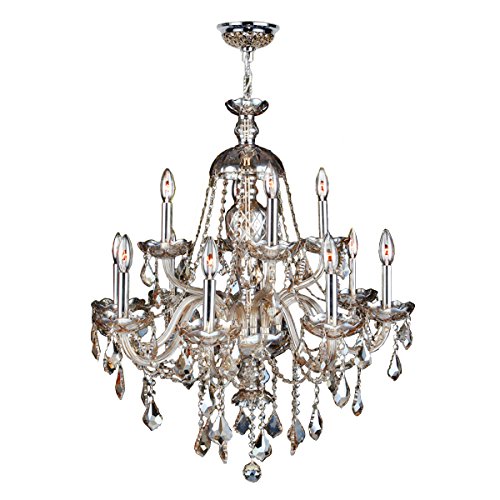 Provence Collection 12 Light Chrome Finish and Golden Teak Crystal Chandelier 28