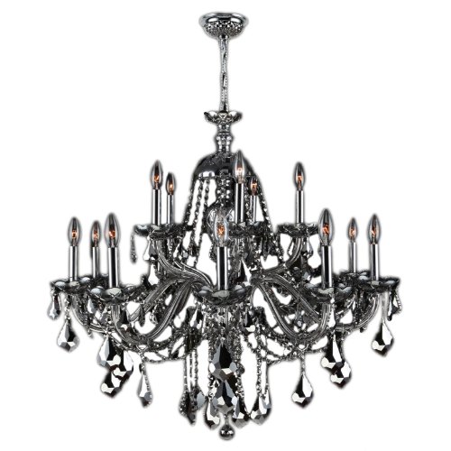 Provence Collection 15 Light Chrome Finish and Chrome Crystal Chandelier 35" D x 31" H Two 2 Tier Large