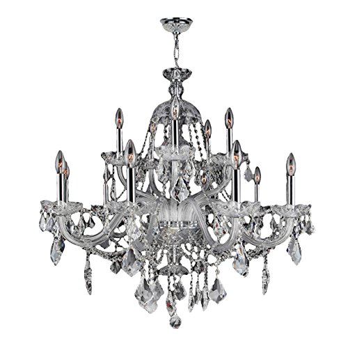Provence Collection 15 Light Chrome Finish and Clear Crystal Chandelier 35