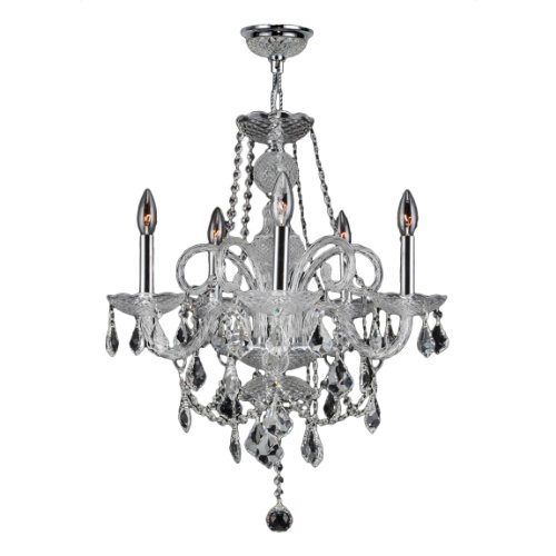 Provence Collection 5 Light Chrome Finish and Clear Crystal Chandelier 20
