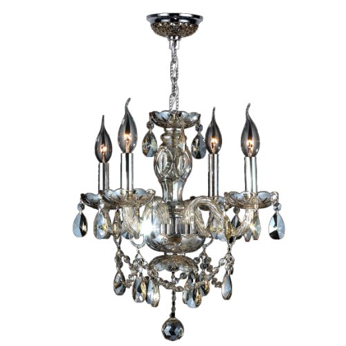 Provence Collection 4 Light Chrome Finish and Golden Teak Crystal Chandelier 17