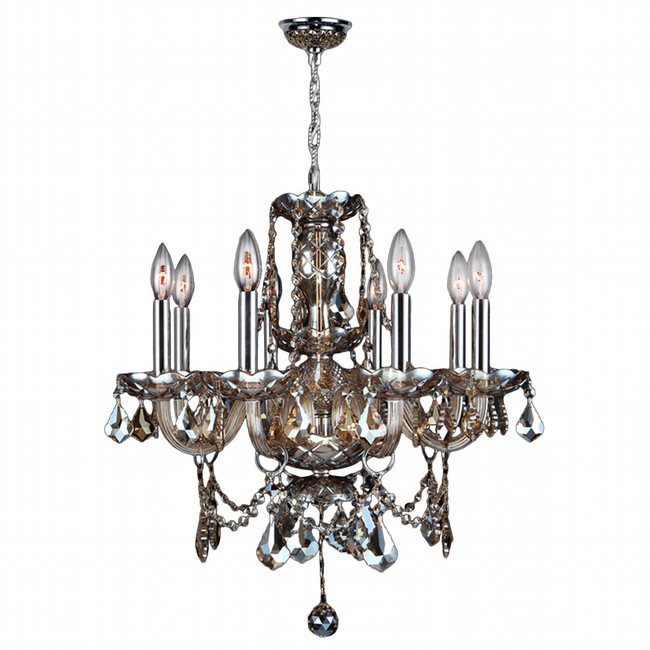 Provence Collection 8 Light Chrome Finish and Golen Teak Crystal Chandelier 20