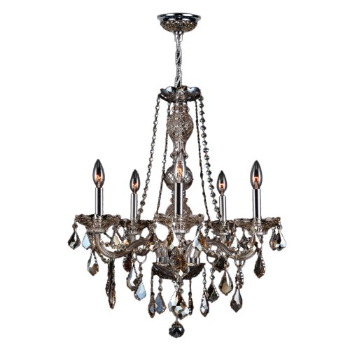 Provence Collection 5 Light Chrome Finish and Golden Teak Crystal Chandelier 21