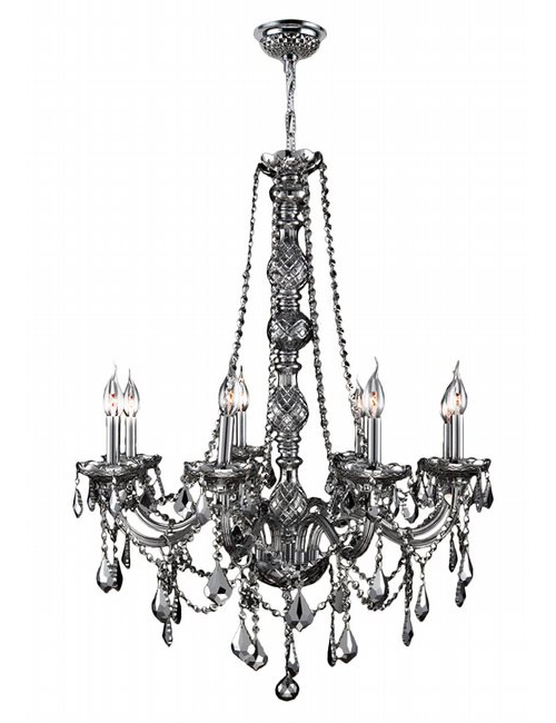 Provence Collection 8 Light Chrome Finish and Chrome Crystal Chandelier 28