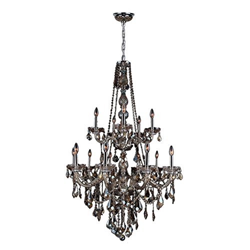 Provence Collection 15 Light Chrome Finish and Golden Teak Crystal Chandelier 33