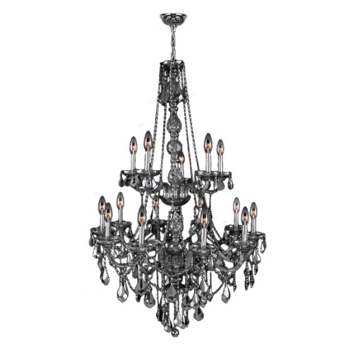 Provence Collection 15 Light Chrome Finish and Smoke Crystal Chandelier 33