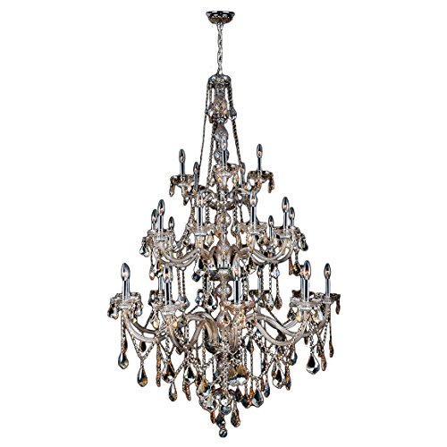 Provence Collection 25 Light Chrome Finish and Golden Teak Crystal Chandelier 43