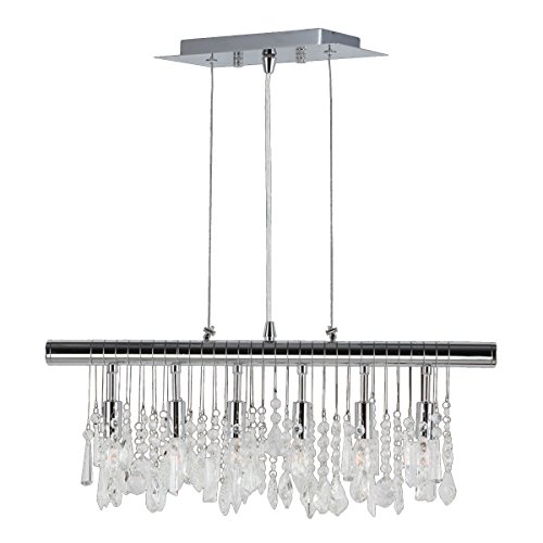 Nadia Collection 6 Light Chrome Finish and Clear Crystal Linear Pendant 24