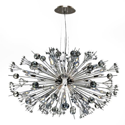 Starburst Collection 24 Light Chrome Finish and Clear Crystal Sputnik Chandelier 36