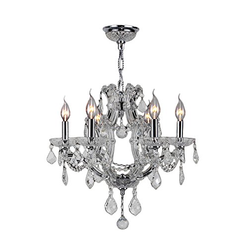 Lyre Collection 6 Light Chrome Finish and Clear Crystal Chandelier 20