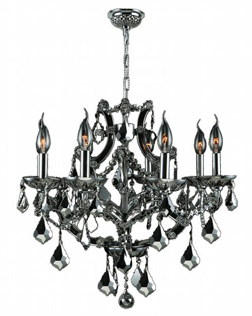 Lyre Collection 8 Light Chrome Finish and Chrome Crystal Chandelier 26