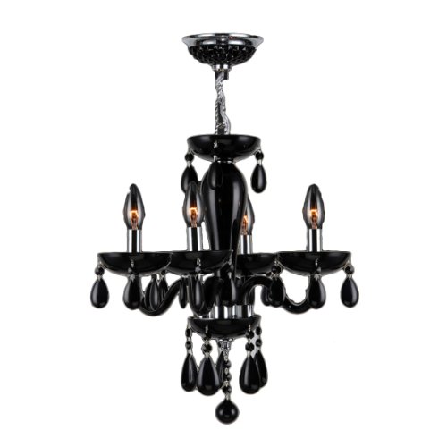 Gatsby Collection 4 Light Chrome Finish and Black Blown Glass Chandelier 16