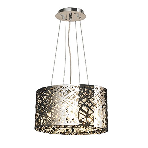 Aramis Collection 5 Light Chrome Finish and Clear Crystal Drum Chandelier 16