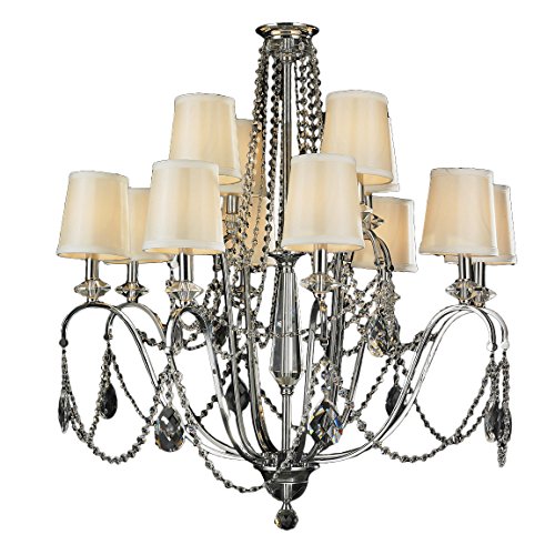 Innsbruck Collection 12 Light Chrome Finish and Clear Crystal with Ivory Shade Chandelier 25