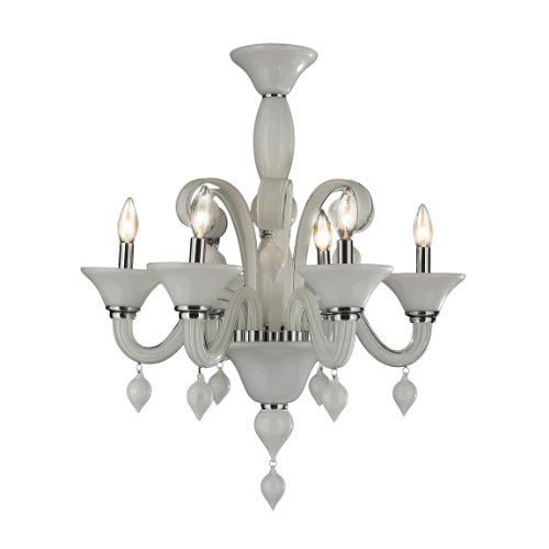 Murano Collection 6 Light Blown Glass in White Finish Venetian Style Chandelier 23