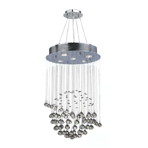Saturn Collection 5 Light Chrome Finish and Clear Crystal Galaxy Chandelier 16" D x 26" H Mini