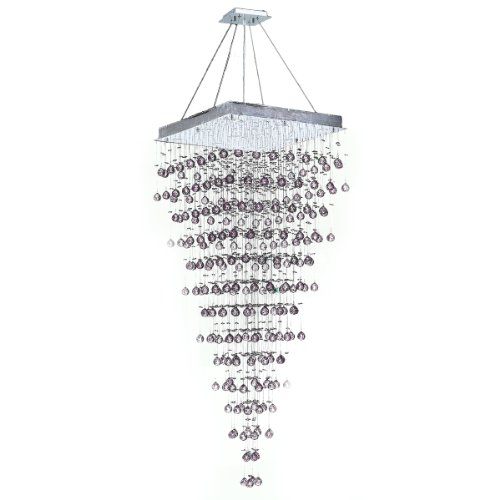 Icicle Collection 10 Light Chrome Finish and Clear Crystal Square Chandelier 28" L x 28" W x 72" H Large