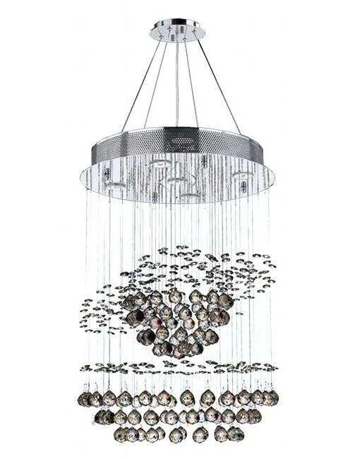 Saturn Collection 5 Light Chrome Finish and Clear Crystal Galaxy Chandelier 18