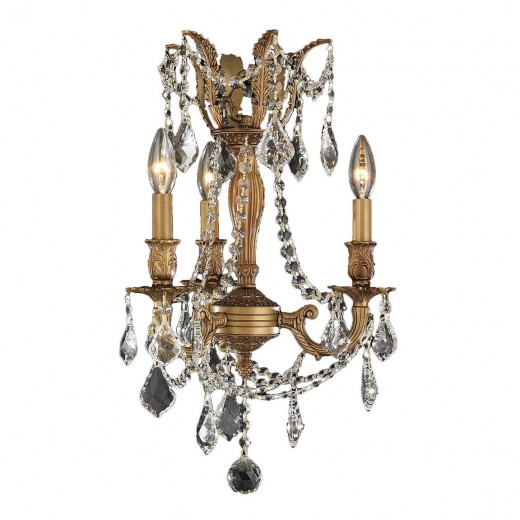 Windsor Collection 3 Light French Gold Finish and Clear Crystal Mini Chandelier 13