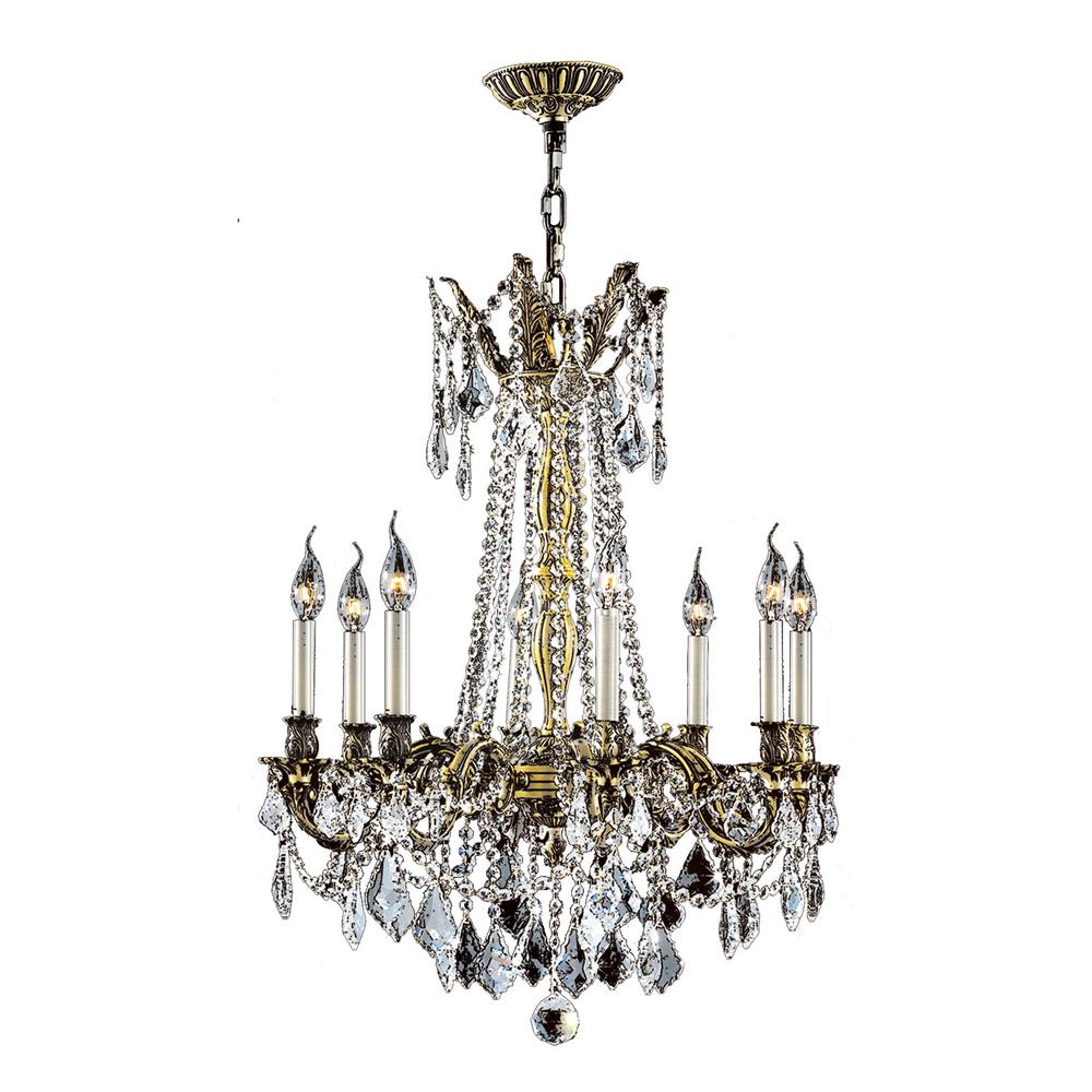 Windsor Collection 8 Light Antique Bronze Finish and Clear Crystal Cast Brass Chandelier 24" D x 30" H Large
