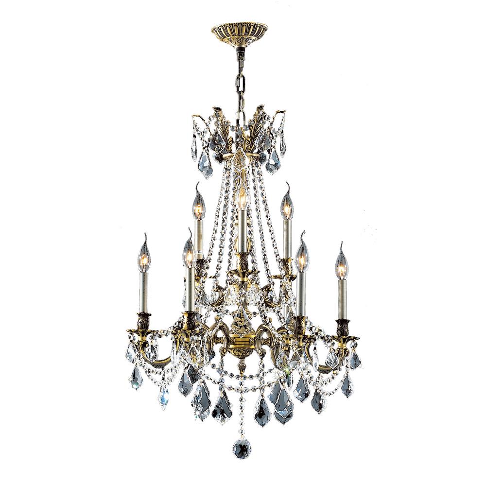 Windsor Collection 9 Light Antique Bronze Finish and Clear Crystal Cast Brass Chandelier 23" D x 31" H Two 2 Tier Medium