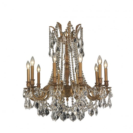 Windsor Collection 10 Light French Gold Finish and Clear Crystal Chandelier 28