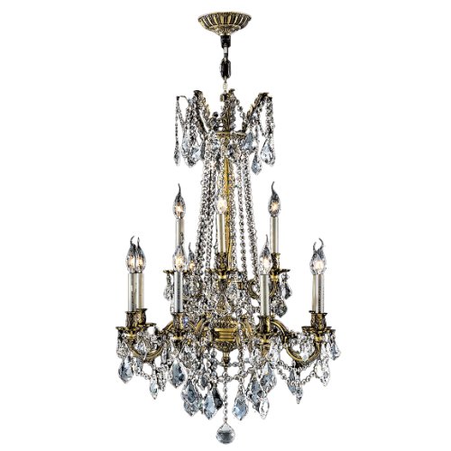 Windsor Collection 12 Light Antique Bronze Finish and Clear Crystal Cast Brass Chandelier 24" D x 36" H Two 2 Tier Large