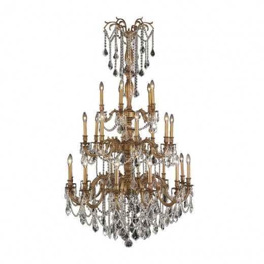 Windsor Collection 25 Light French Gold Finish and Clear Crystal Chandelier 38