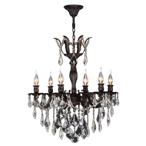 Versailles Collection 6 Light Flemish Brass Finish and Clear Crystal Chandelier 23