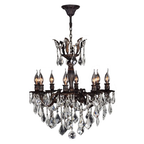 Versailles Collection 8 Light Flemish Brass Finish and Clear Crystal Chandelier 23