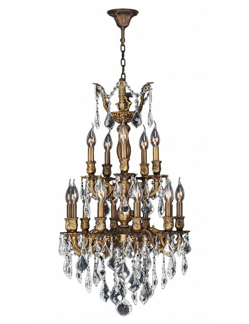 Versailles Collection 15 Light Antique Bronze Finish and Clear Crystal Chandelier 19" D x 33" H Two 2 Tier Medium