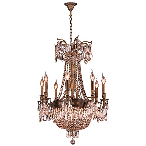 Winchester Collection 12 Light Antique Bronze Finish and Golden Teak Crystal Chandelier 24