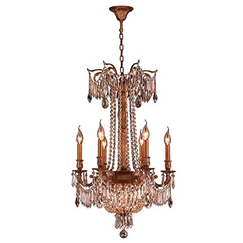 Winchester Collection 9 Light French Gold Finish and Golden Teak Crystal Chandelier 20