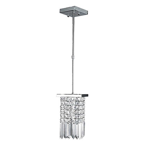 Torrent Collection 1 Light Chrome Finish and Clear Crystal Square Square Pendant 6