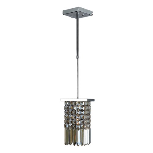 Torrent Collection 1 Light Chrome Finish and Golden Teak Crystal Square Pendant 6