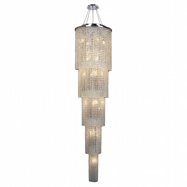 Prism Collection 19 Light Chrome Finish and Clear Crystal Cascading Round Chandelier 16