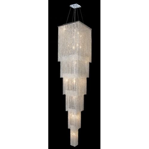 Prism Collection 21 Light Chrome Finish and Clear Crystal Cascading Square Chandelier 16