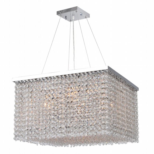 Prism Collection 9 Light Chrome Finish and Clear Crystal Square Chandelier 16" L x 16" W x 10" H Mini