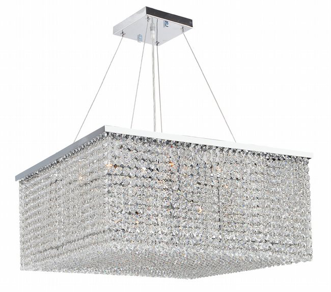 Prism Collection 12 Light Chrome Finish and Clear Crystal Square Chandelier 20" L x 20" W x 10" H Medium