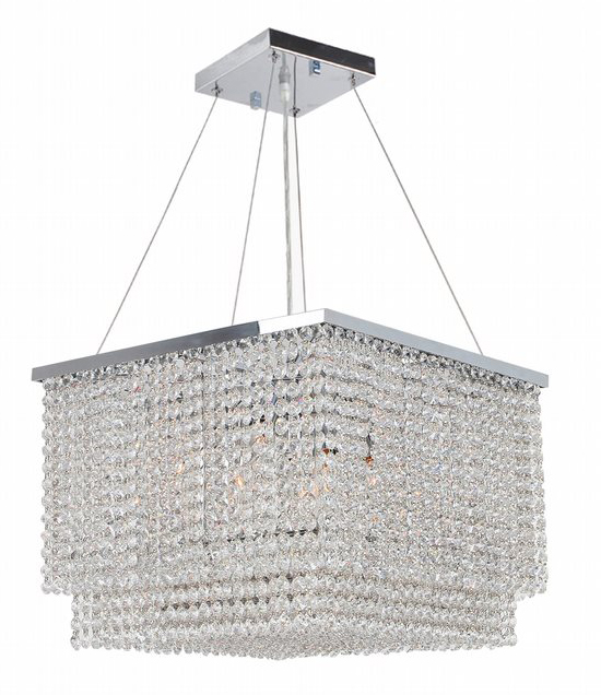 Prism Collection 9 Light Chrome Finish and Clear Crystal Square Chandelier 16" L x 16" W x 12" H Mini